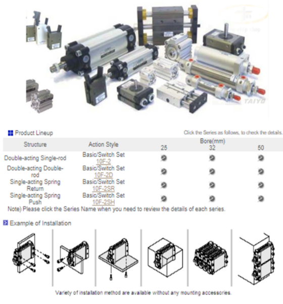 Xi lanh khí taiyo dòng 10F-2