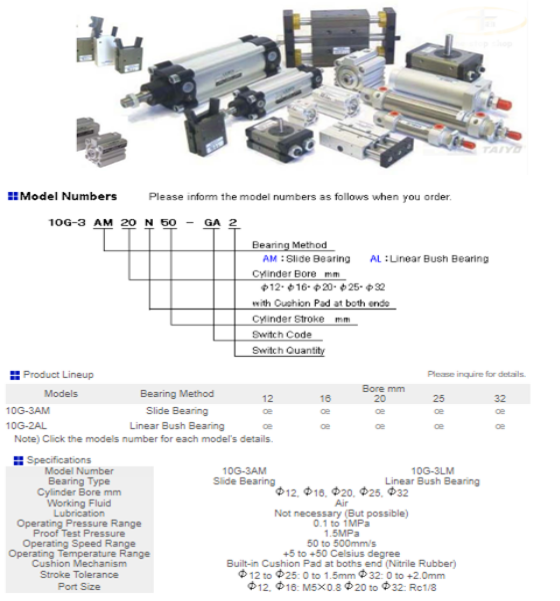 Xi lanh khí taiyo dòng 10G-3