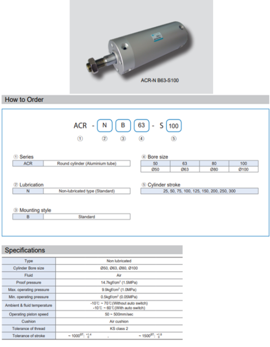 Xi lanh khí KCC dòng ACR
