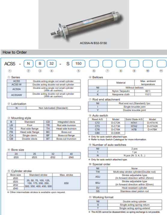 Xi lanh khí KCC dòng ACS5