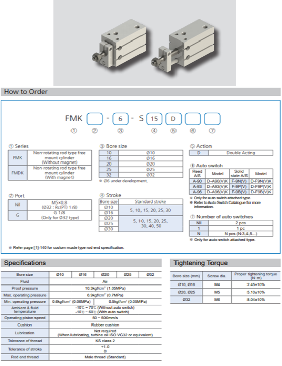 Xi lanh khí KCC dòng PMK/PMDK