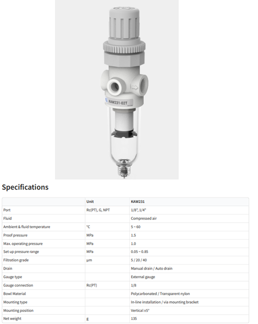 Bộ lọc khí KCC dòng KAW231