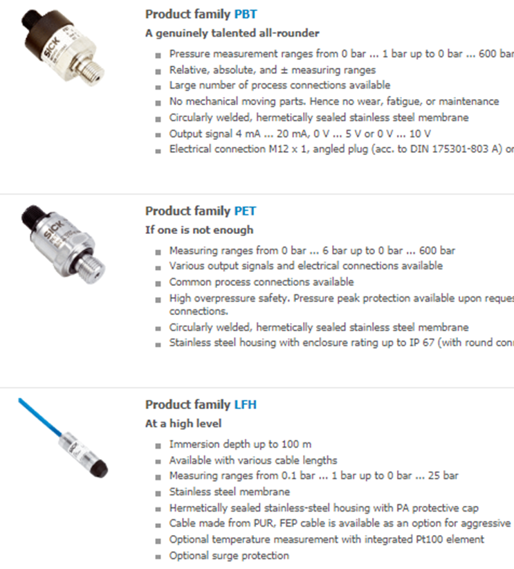Cảm biến áp suất SICK