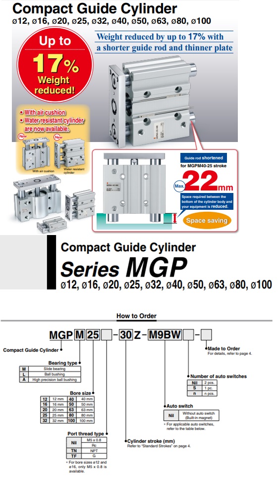 Xi lanh khí SMC dòng MGP