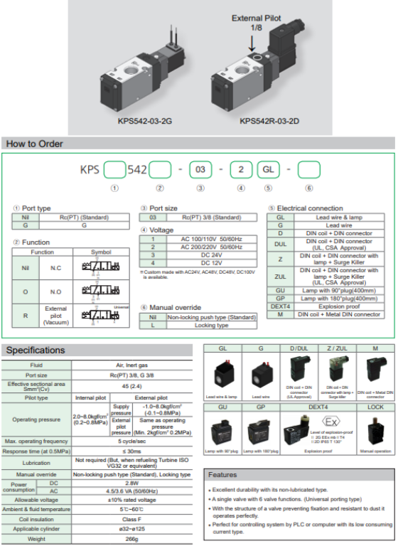 Van điện từ KCC dòng KPS542