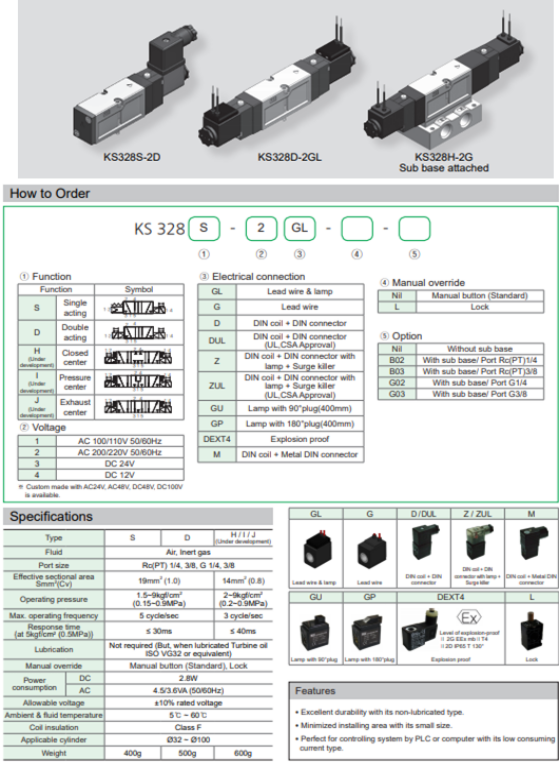 Van điện từ KCC dòng KS238