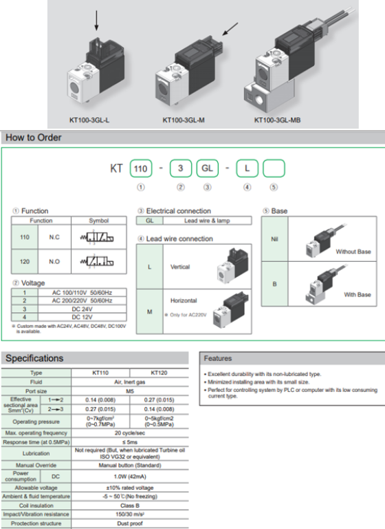 Van điện từ KCC dòng KT100G