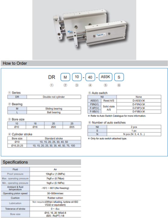 Xi lanh khí KCC dòng DR