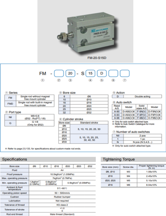 Xi lanh khí KCC dòng FM/FMD