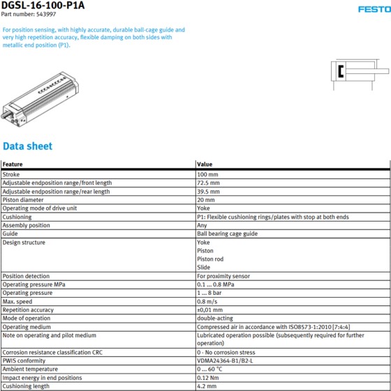 Xi lanh festo DGSL-16-100-PA