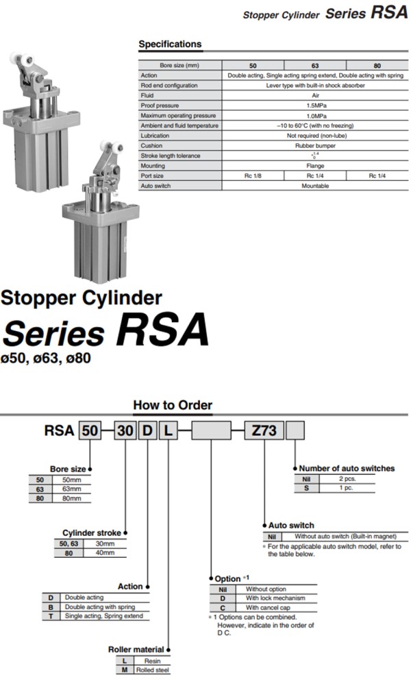 Cấu tạo và thông số kỹ thuật xi lanh smc rsa
