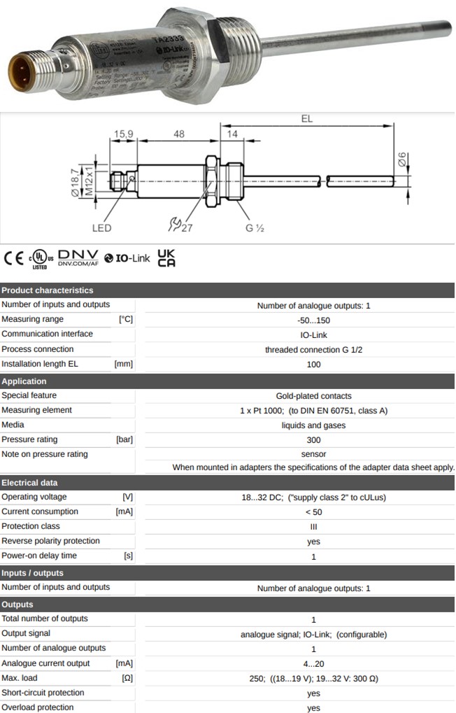 cảm biến IFM TA2542